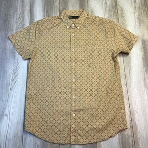 Brazzers Shirt Mens Large Brown Black Button Up Short Sleeve Geo Adult Industry